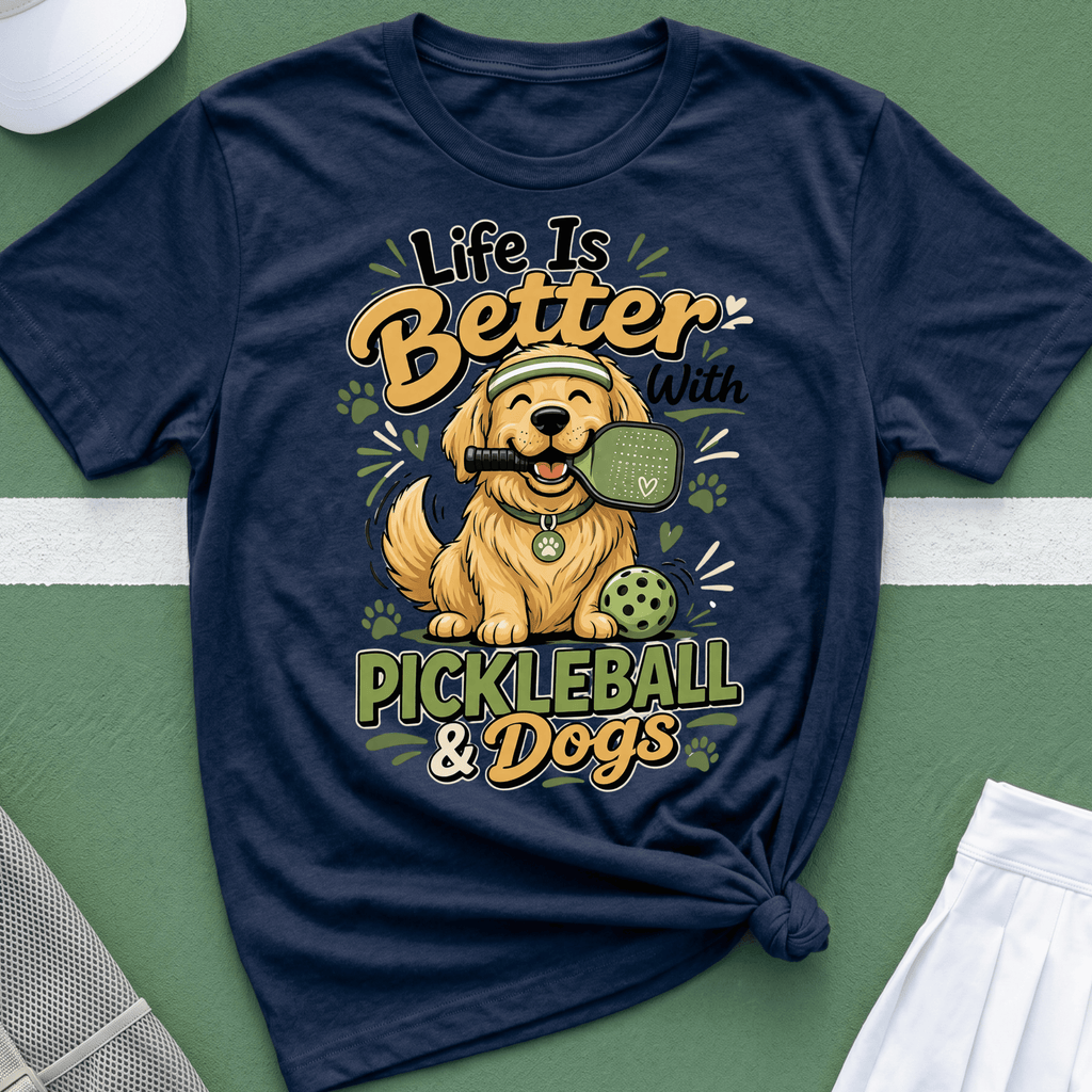 Life is better with pickleball and dogs T-Shirt