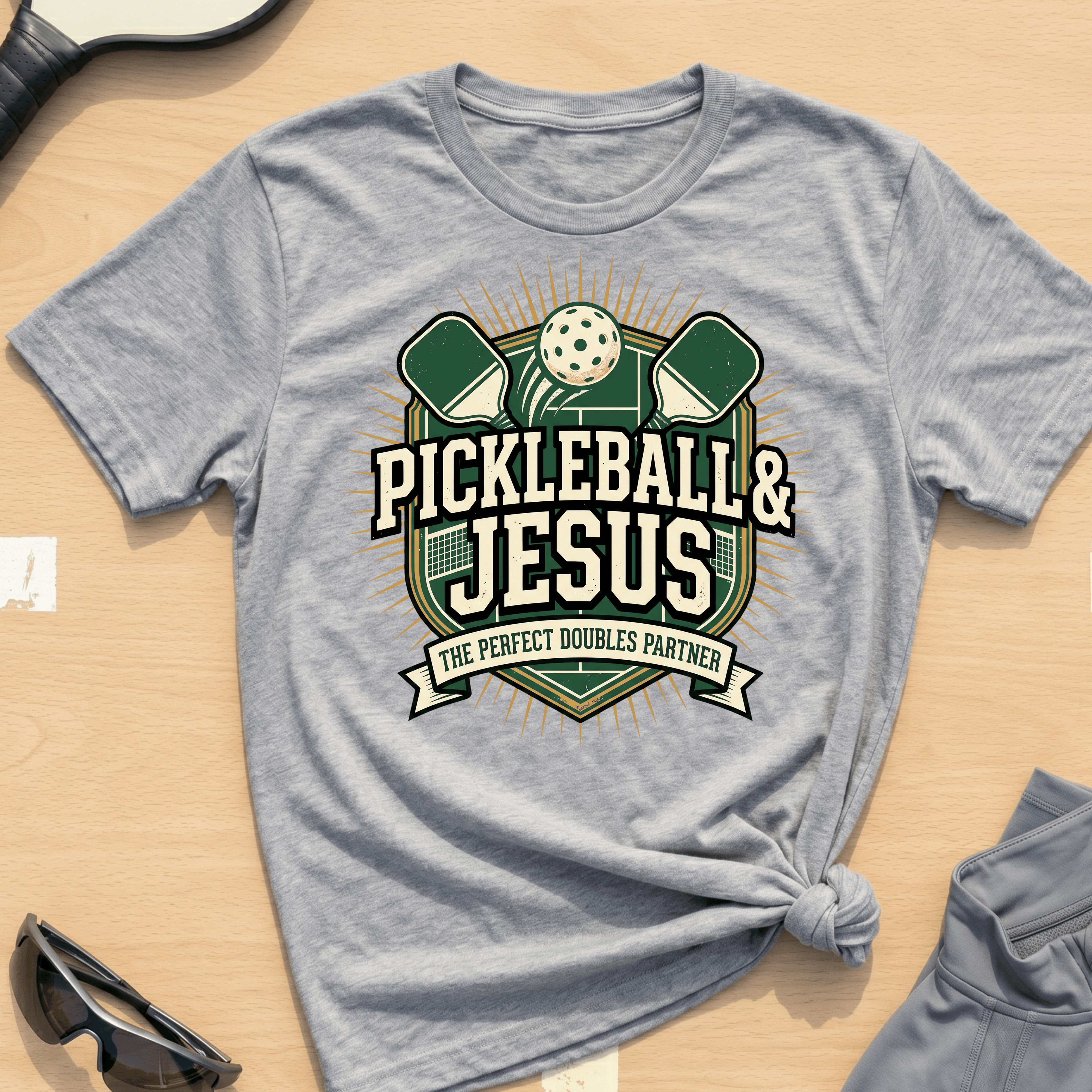 Pickleball And Jesus Perfect doubles T-Shirt